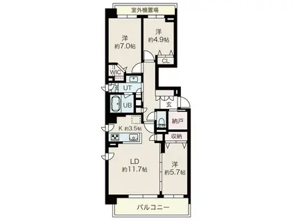 ル・コルヌイエ山鼻(3LDK/4階)の間取り写真