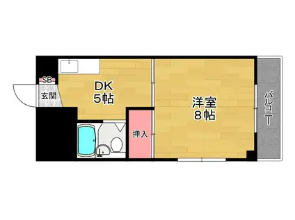 岡田ハイツ(1DK/3階)の間取り写真