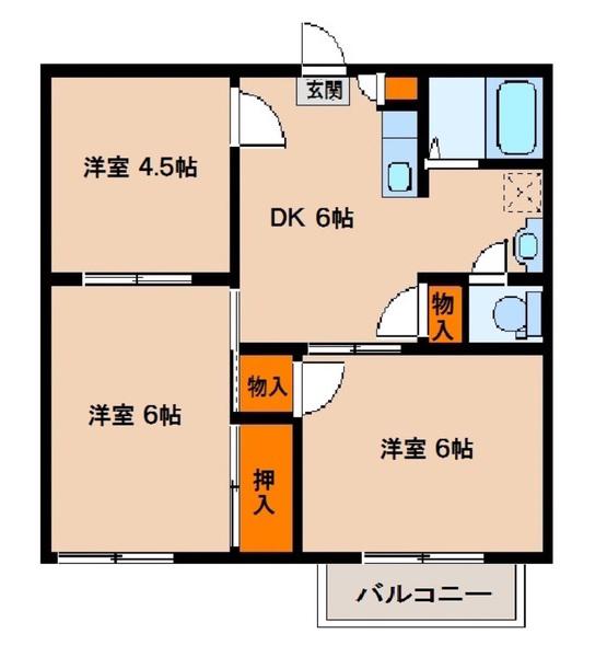 ハイム光風台(3DK/2階)の間取り写真