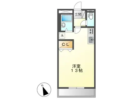 コンフォース亀山I(ワンルーム/1階)の間取り写真