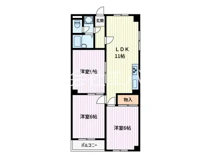 永井マンションA(3LDK/1階)の間取り写真