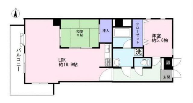 ニューウェルテラス生田(2LDK/6階)の間取り写真