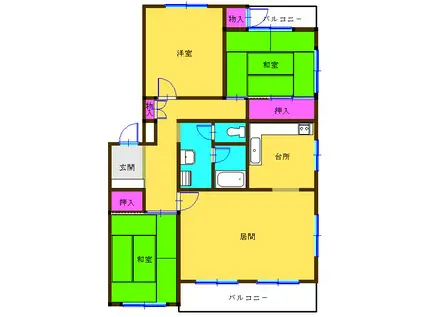 湘南長沢グリーンハイツ5-6(3LDK/5階)の間取り写真