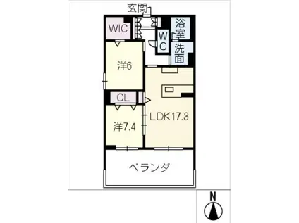 プレミアスゲート(2LDK/1階)の間取り写真