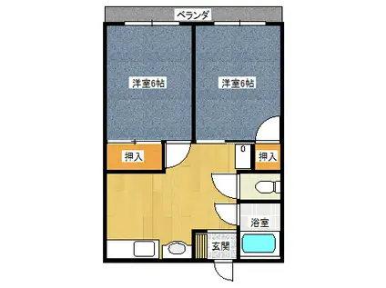 オーケーハイツ(2DK/2階)の間取り写真