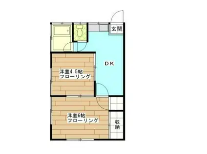 旭ハウス(2DK/2階)の間取り写真
