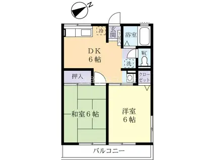 シャローム(2DK/2階)の間取り写真