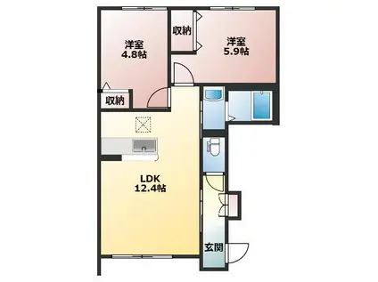 ヴィラ―チェ・プロフィット(2LDK/1階)の間取り写真