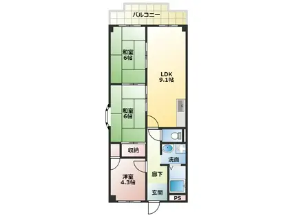 PLUM CITY RESIDENCE NEYAGAWAジュネスFU(3LDK/4階)の間取り写真