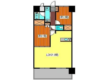 スカイレジデンシア山王(2LDK/2階)の間取り写真