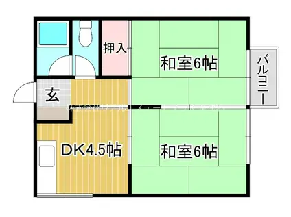 瀬田ハウス(2DK/2階)の間取り写真