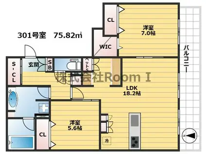 & FUMINOSATO・旭化成ヘーベ(2LDK/3階)の間取り写真
