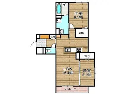 D-RESIDENCE桜井(2LDK/3階)の間取り写真