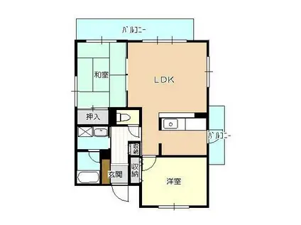 ソレアード(2LDK/3階)の間取り写真