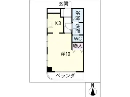 サンシャインビル(1K/4階)の間取り写真