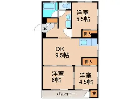 シャトーM(3DK/4階)の間取り写真