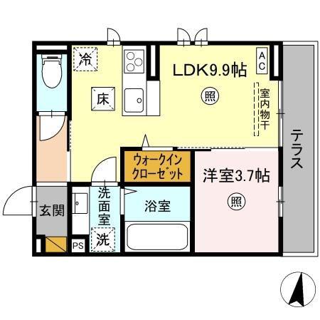 ソラーロ(1LDK/1階)の間取り写真