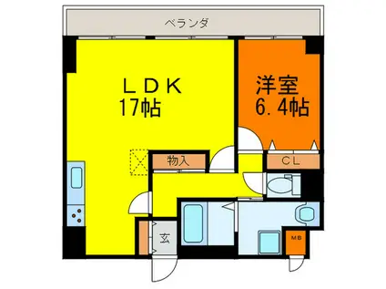 ブロードステージミヨーレ(1LDK/2階)の間取り写真