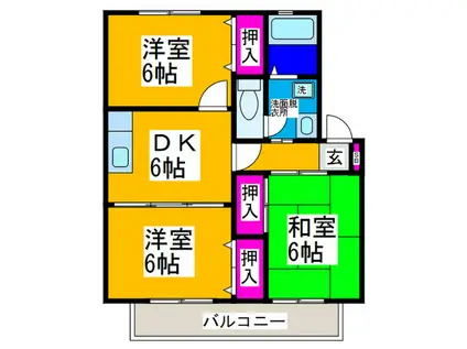 ソシア池尻橋(3DK/2階)の間取り写真