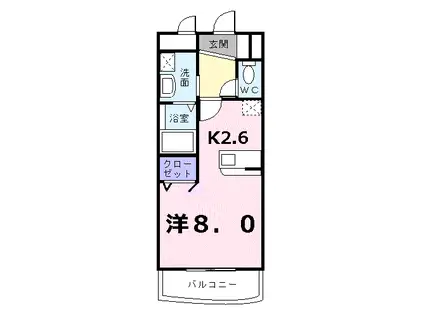 シャンドフレーズII(1K/1階)の間取り写真