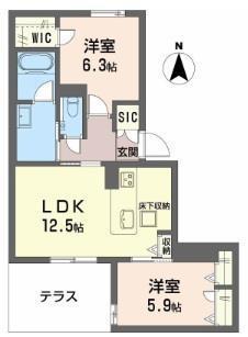FAMILIAR OGO(2LDK/1階)の間取り写真
