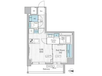 パークアクシス東陽町レジデンス(1LDK/7階)の間取り写真