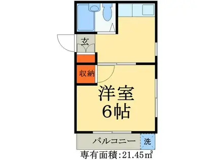 ピエスモンテ倉谷(1K/4階)の間取り写真