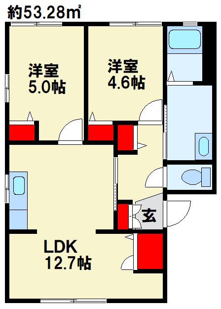 フラワーセゾン吉祥寺(2LDK/2階)の間取り写真