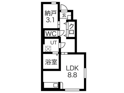 REPREN(ワンルーム/1階)の間取り写真