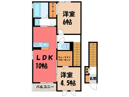 グラッツェ(2LDK/2階)の間取り写真