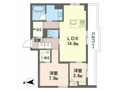 ヴィレッタ鉄砲町(2LDK/4階)の間取り写真
