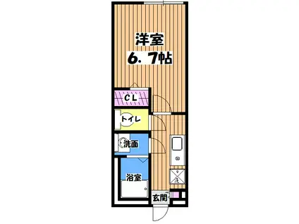 カインドネス八王子中央C棟(1K/1階)の間取り写真