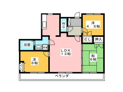 リバーグランドハイツ(3LDK/1階)の間取り写真