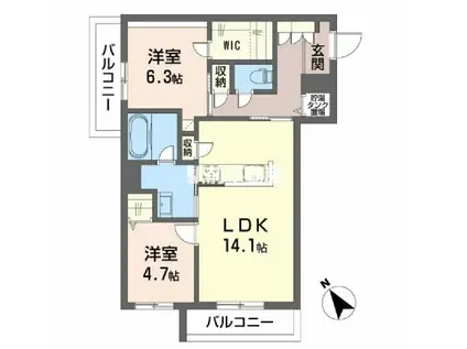 シャーメゾンIROHA(2LDK/3階)の間取り写真