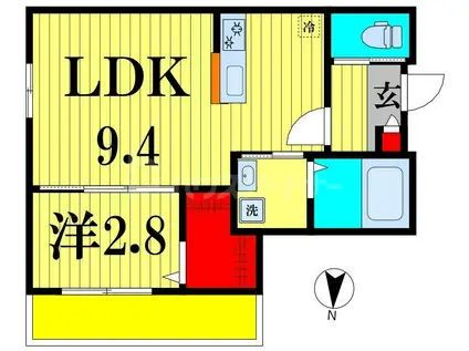 リディアコート南流山I(1LDK/2階)の間取り写真