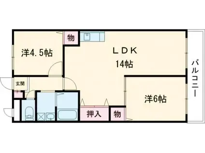 レオハイム津田II(2LDK/4階)の間取り写真