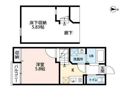 EFIL-DII(1K/1階)の間取り写真