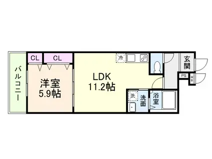 フジパレス教興寺II(1LDK/2階)の間取り写真