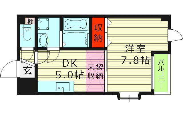 ピーノウエスト(1LDK/4階)の間取り写真
