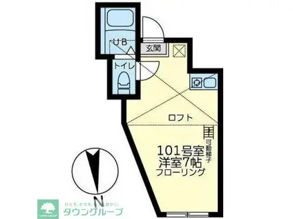 ユナイト大口アダムランバート(ワンルーム/1階)の間取り写真