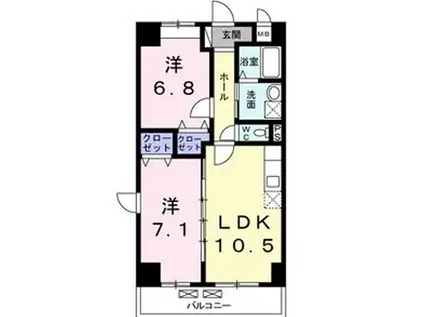 コスモ 高安(2LDK/5階)の間取り写真
