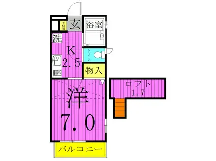 ピースドミトリー B(1K/2階)の間取り写真