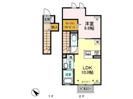 D-ROOM デンドライト・レジデンス206(1LDK/1階)の間取り写真
