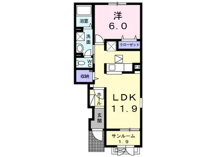 ルミエール寺尾(1LDK/1階)の間取り写真