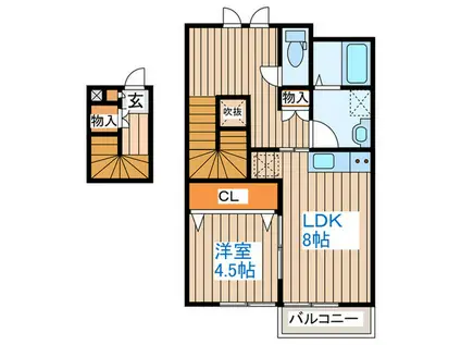 コージィコート弐番館(1LDK/2階)の間取り写真