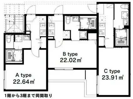 サルーテ相生(1K/3階)の間取り写真