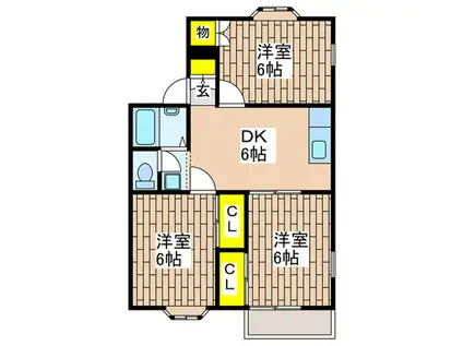 タウンハウスK A棟(3DK/2階)の間取り写真