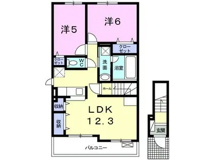 バースロケーション(2LDK/2階)の間取り写真