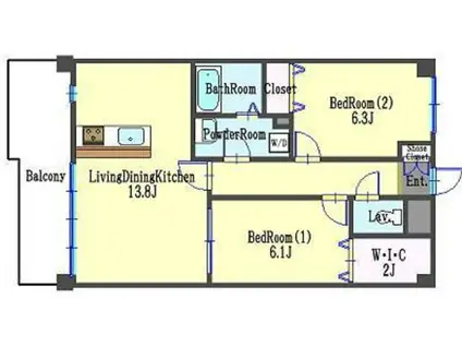 フローラ(2LDK/3階)の間取り写真