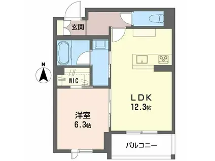 リヴィエール富沢(1LDK/2階)の間取り写真